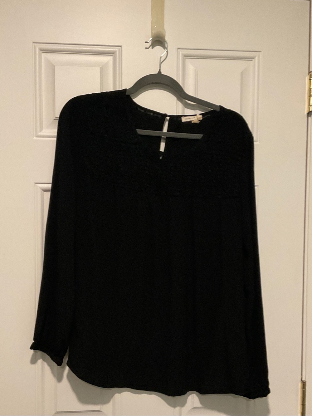 Meadow Rue Black Textured Dot Blouse